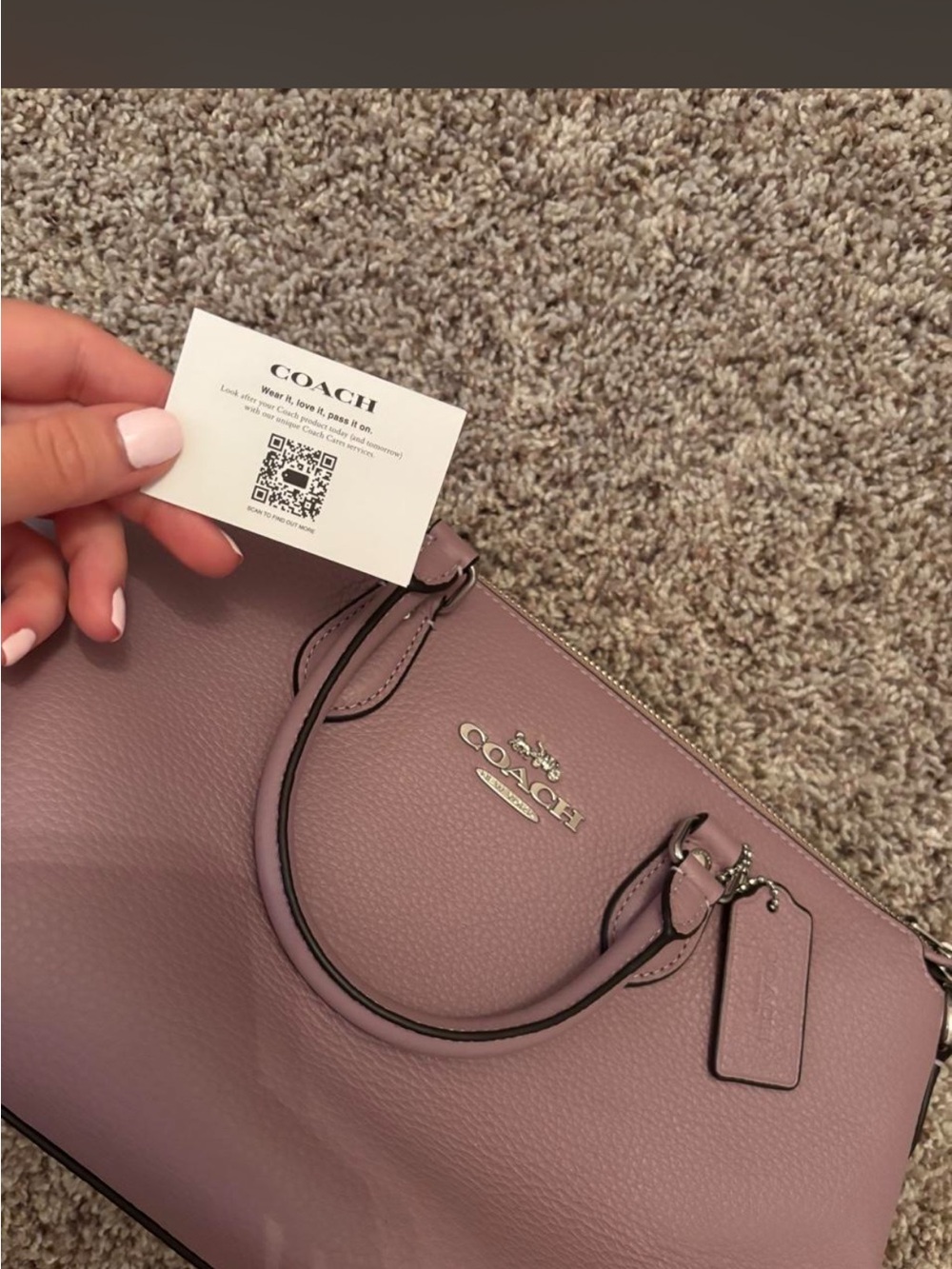 Coach Pebbled Leather Satchel — Mauve Pink